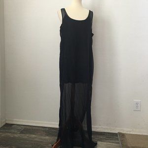 Midi Dress with Floor Length See-Through Overlay